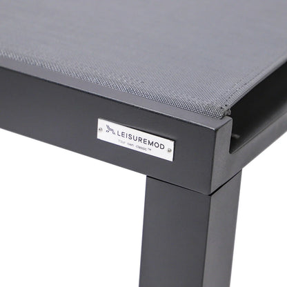 Marlin Modern Black Aluminum Outdoor Chaise Lounge Chair With Square Fire Pit Side Table Set of 2 - Elax Furniture