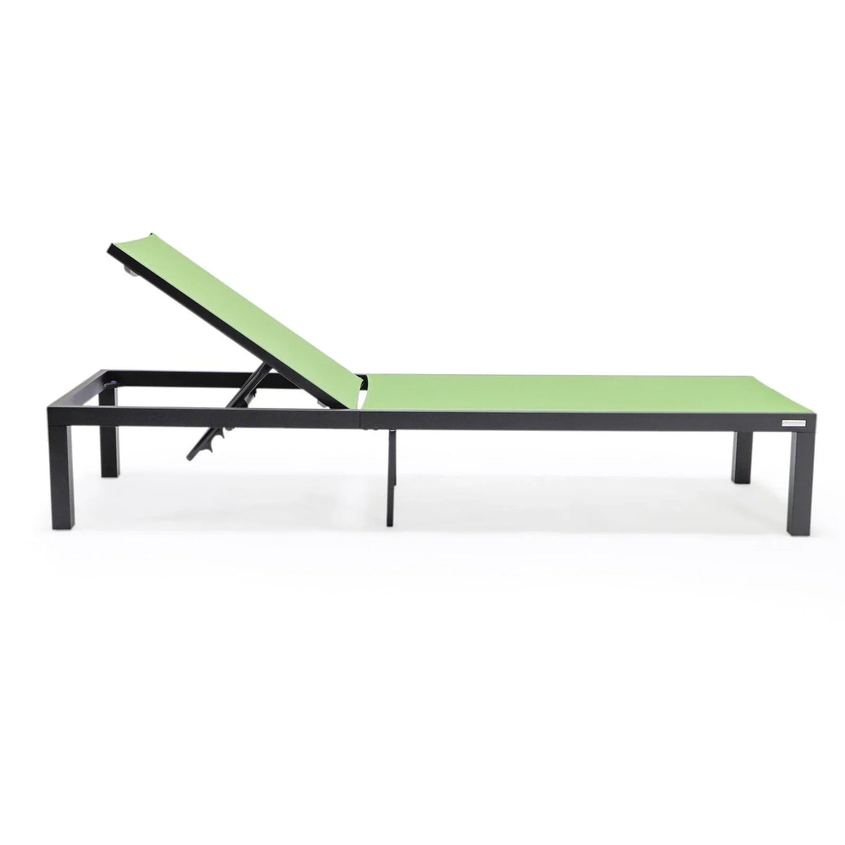 Marlin Modern Black Aluminum Outdoor Chaise Lounge Chair With Square Fire Pit Side Table Set of 2 - Elax Furniture
