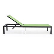 Marlin Modern Black Aluminum Outdoor Chaise Lounge Chair With Square Fire Pit Side Table Set of 2 - Elax Furniture