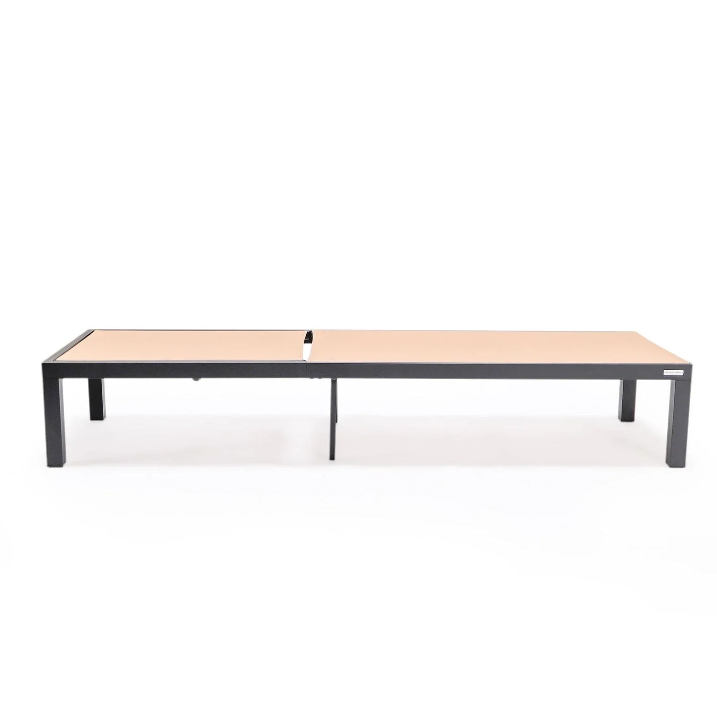 Marlin Modern Black Aluminum Outdoor Chaise Lounge Chair With Square Fire Pit Side Table Set of 2 - Elax Furniture