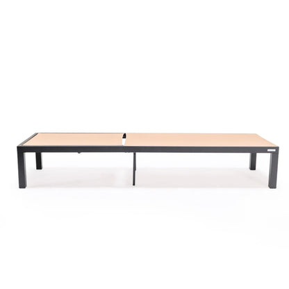 Marlin Modern Black Aluminum Outdoor Chaise Lounge Chair With Square Fire Pit Side Table Set of 2 - Elax Furniture