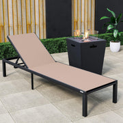 Marlin Aluminum Outdoor Chaise Lounge Chair with a Square Fire Pit Table - Elax Furniture