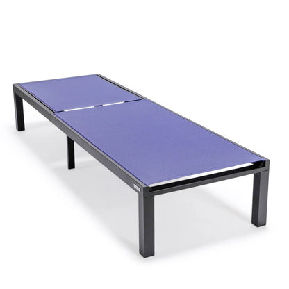 Marlin Modern Black Aluminum Outdoor Chaise Lounge Chair With Square Fire Pit Side Table Set of 2 - Elax Furniture