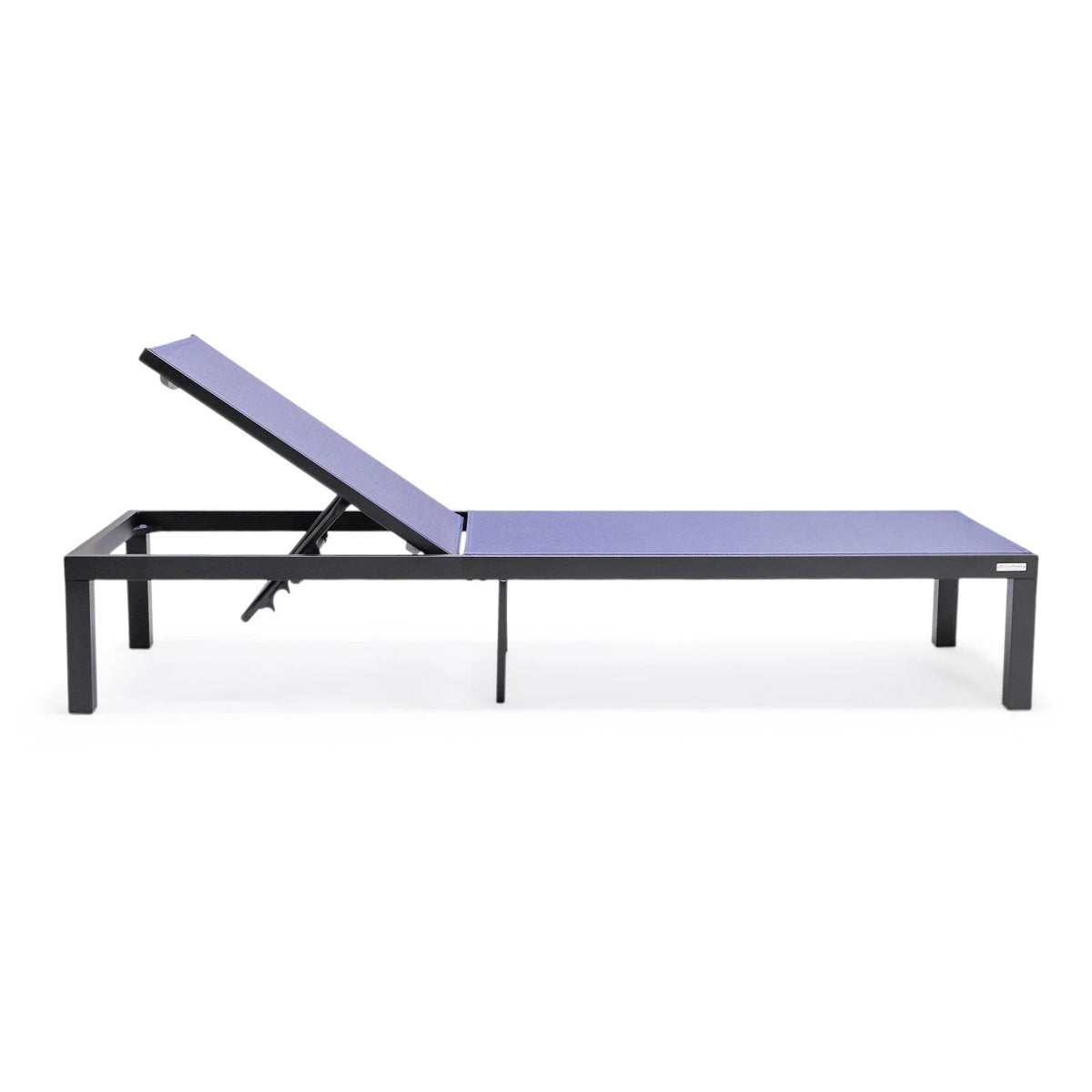 Marlin Modern Black Aluminum Outdoor Chaise Lounge Chair With Square Fire Pit Side Table Set of 2 - Elax Furniture