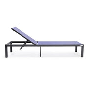 Marlin Modern Black Aluminum Outdoor Chaise Lounge Chair With Square Fire Pit Side Table Set of 2 - Elax Furniture