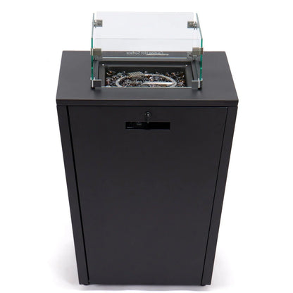 Marlin Modern Black Aluminum Outdoor Chaise Lounge Chair With Square Fire Pit Side Table Set of 2 - Elax Furniture