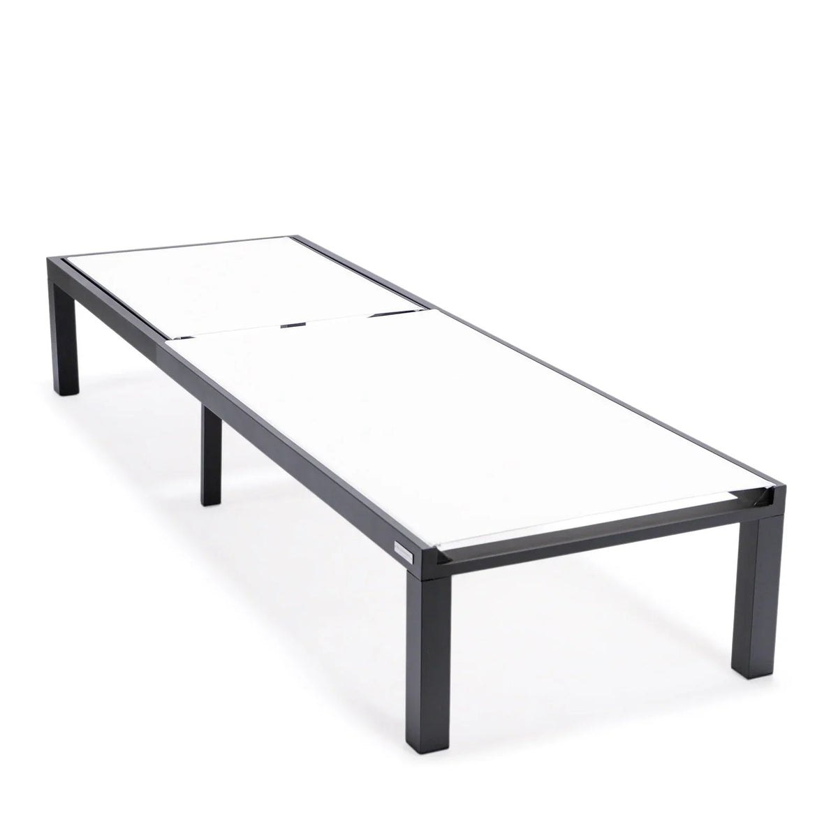 Marlin Modern Black Aluminum Outdoor Chaise Lounge Chair With Square Fire Pit Side Table Set of 2 - Elax Furniture