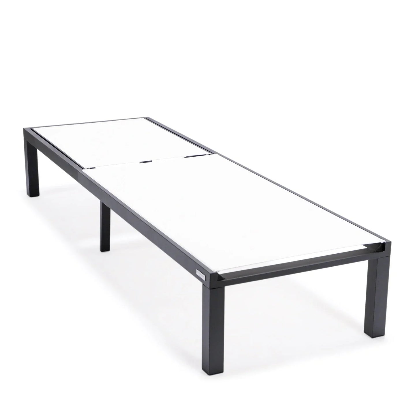 Marlin Modern Black Aluminum Outdoor Chaise Lounge Chair With Square Fire Pit Side Table Set of 2 - Elax Furniture