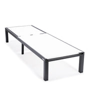 Marlin Modern Black Aluminum Outdoor Chaise Lounge Chair With Square Fire Pit Side Table Set of 2 - Elax Furniture