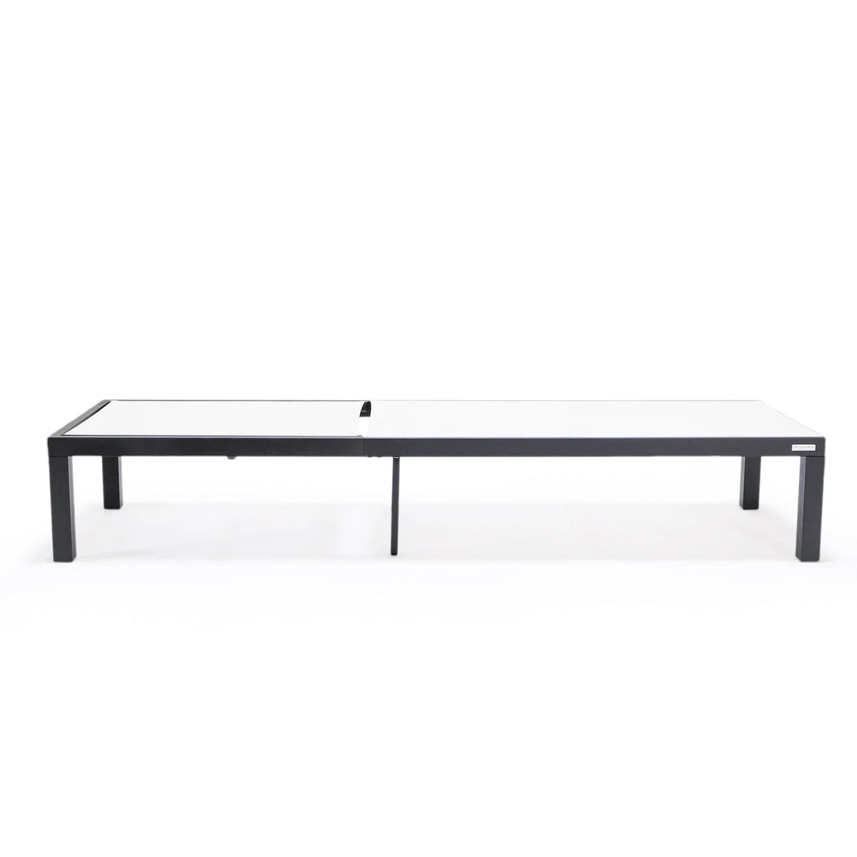 Marlin Modern Black Aluminum Outdoor Chaise Lounge Chair With Square Fire Pit Side Table Set of 2 - Elax Furniture