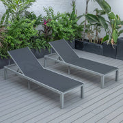 Marlin Patio Chaise Lounge Chair with Grey Aluminum Frame, Set of 2 - Elax Furniture