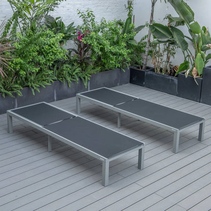 Marlin Patio Chaise Lounge Chair with Grey Aluminum Frame, Set of 2 - Elax Furniture