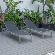 Marlin Patio Chaise Lounge Chair with Grey Aluminum Frame, Set of 2 - Elax Furniture