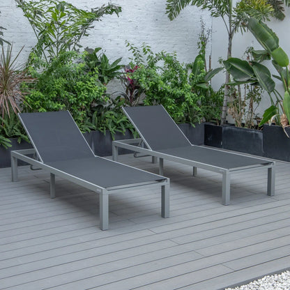 Marlin Patio Chaise Lounge Chair with Grey Aluminum Frame, Set of 2 - Elax Furniture