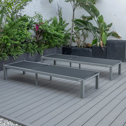Marlin Patio Chaise Lounge Chair with Grey Aluminum Frame, Set of 2 - Elax Furniture