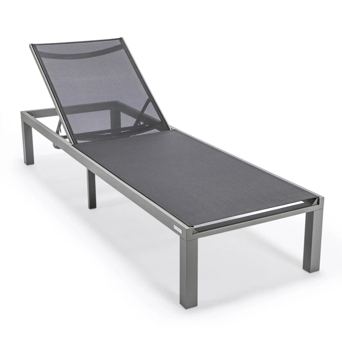 Marlin Patio Chaise Lounge Chair with Grey Aluminum Frame, Set of 2 - Elax Furniture