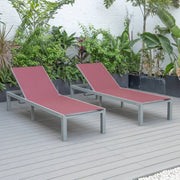 Marlin Patio Chaise Lounge Chair with Grey Aluminum Frame, Set of 2 - Elax Furniture