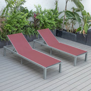 Marlin Patio Chaise Lounge Chair with Grey Aluminum Frame, Set of 2 - Elax Furniture