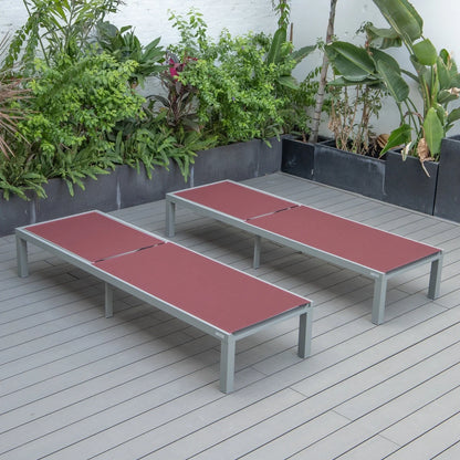 Marlin Patio Chaise Lounge Chair with Grey Aluminum Frame, Set of 2 - Elax Furniture