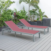 Marlin Patio Chaise Lounge Chair with Grey Aluminum Frame, Set of 2 - Elax Furniture