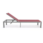 Marlin Patio Chaise Lounge Chair with Grey Aluminum Frame, Set of 2 - Elax Furniture