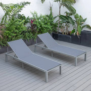 Marlin Patio Chaise Lounge Chair with Grey Aluminum Frame, Set of 2 - Elax Furniture