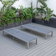 Marlin Patio Chaise Lounge Chair with Grey Aluminum Frame, Set of 2 - Elax Furniture