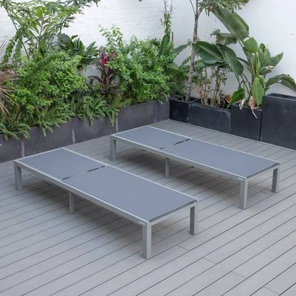 Marlin Patio Chaise Lounge Chair with Grey Aluminum Frame, Set of 2 - Elax Furniture