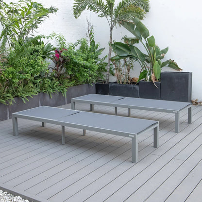 Marlin Patio Chaise Lounge Chair with Grey Aluminum Frame, Set of 2 - Elax Furniture