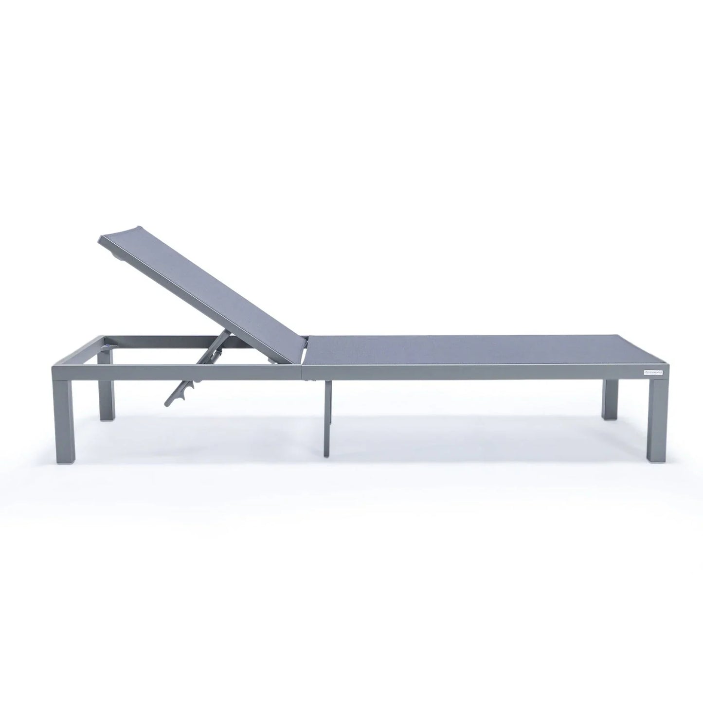 Marlin Patio Chaise Lounge Chair with Grey Aluminum Frame, Set of 2 - Elax Furniture
