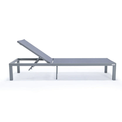 Marlin Patio Chaise Lounge Chair with Grey Aluminum Frame, Set of 2 - Elax Furniture