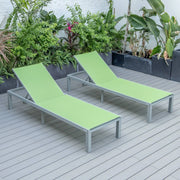 Marlin Patio Chaise Lounge Chair with Grey Aluminum Frame, Set of 2 - Elax Furniture