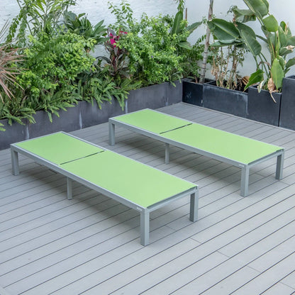 Marlin Patio Chaise Lounge Chair with Grey Aluminum Frame, Set of 2 - Elax Furniture