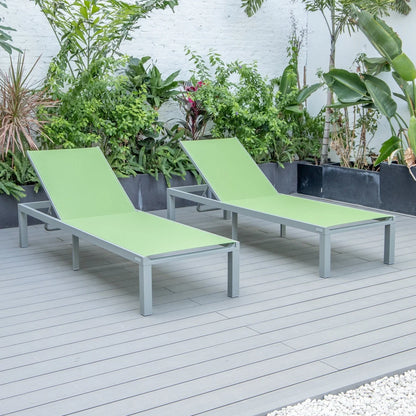 Marlin Patio Chaise Lounge Chair with Grey Aluminum Frame, Set of 2 - Elax Furniture