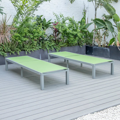 Marlin Patio Chaise Lounge Chair with Grey Aluminum Frame, Set of 2 - Elax Furniture