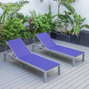 Marlin Patio Chaise Lounge Chair with Grey Aluminum Frame, Set of 2 - Elax Furniture