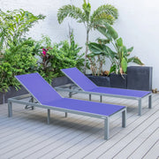 Marlin Patio Chaise Lounge Chair with Grey Aluminum Frame, Set of 2 - Elax Furniture