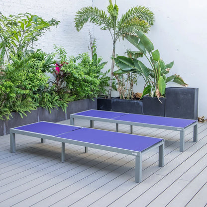 Marlin Patio Chaise Lounge Chair with Grey Aluminum Frame, Set of 2 - Elax Furniture