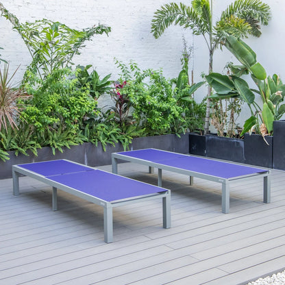 Marlin Patio Chaise Lounge Chair with Grey Aluminum Frame, Set of 2 - Elax Furniture