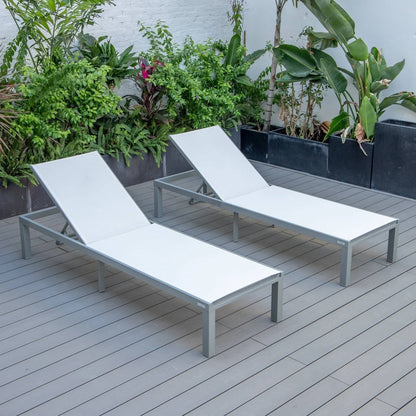 Marlin Patio Chaise Lounge Chair with Grey Aluminum Frame, Set of 2 - Elax Furniture