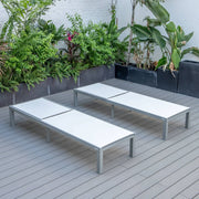 Marlin Patio Chaise Lounge Chair with Grey Aluminum Frame, Set of 2 - Elax Furniture