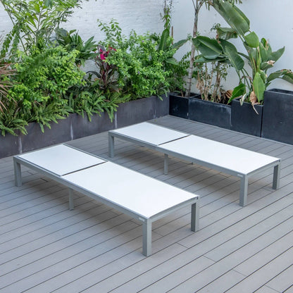 Marlin Patio Chaise Lounge Chair with Grey Aluminum Frame, Set of 2 - Elax Furniture