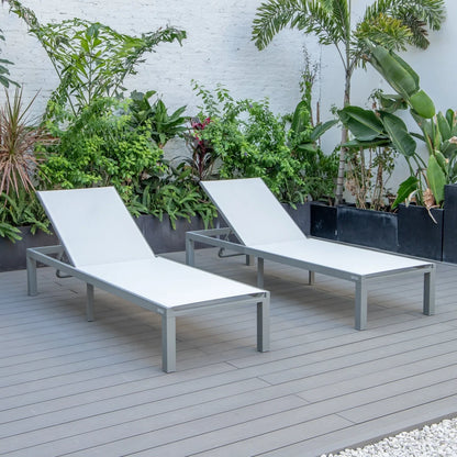 Marlin Patio Chaise Lounge Chair with Grey Aluminum Frame, Set of 2 - Elax Furniture