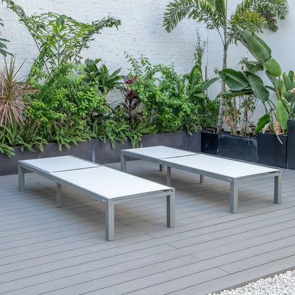 Marlin Patio Chaise Lounge Chair with Grey Aluminum Frame, Set of 2 - Elax Furniture