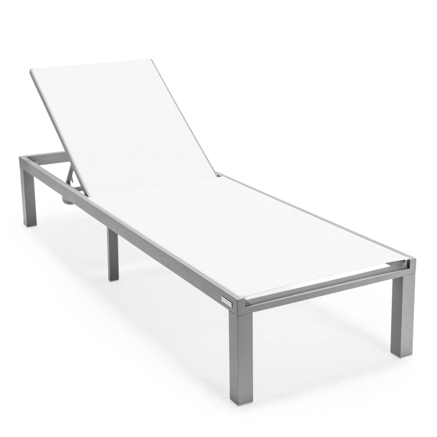 Marlin Patio Chaise Lounge Chair with Grey Aluminum Frame, Set of 2 - Elax Furniture