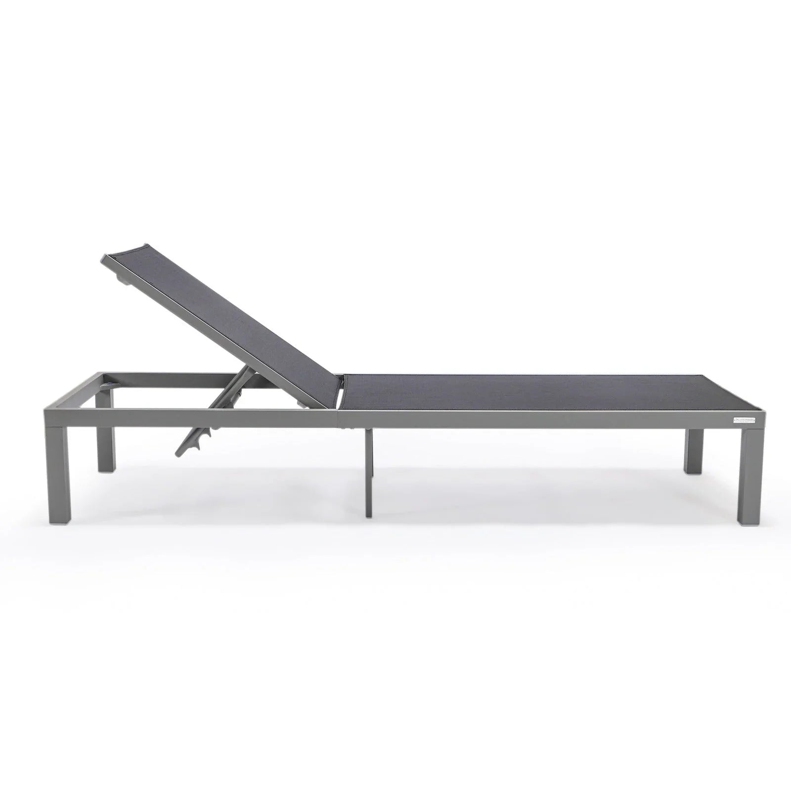 Marlin Modern Gray Aluminum Outdoor Chaise Lounge Chair With Square Fire Pit Side Table Set of 2 - Elax Furniture