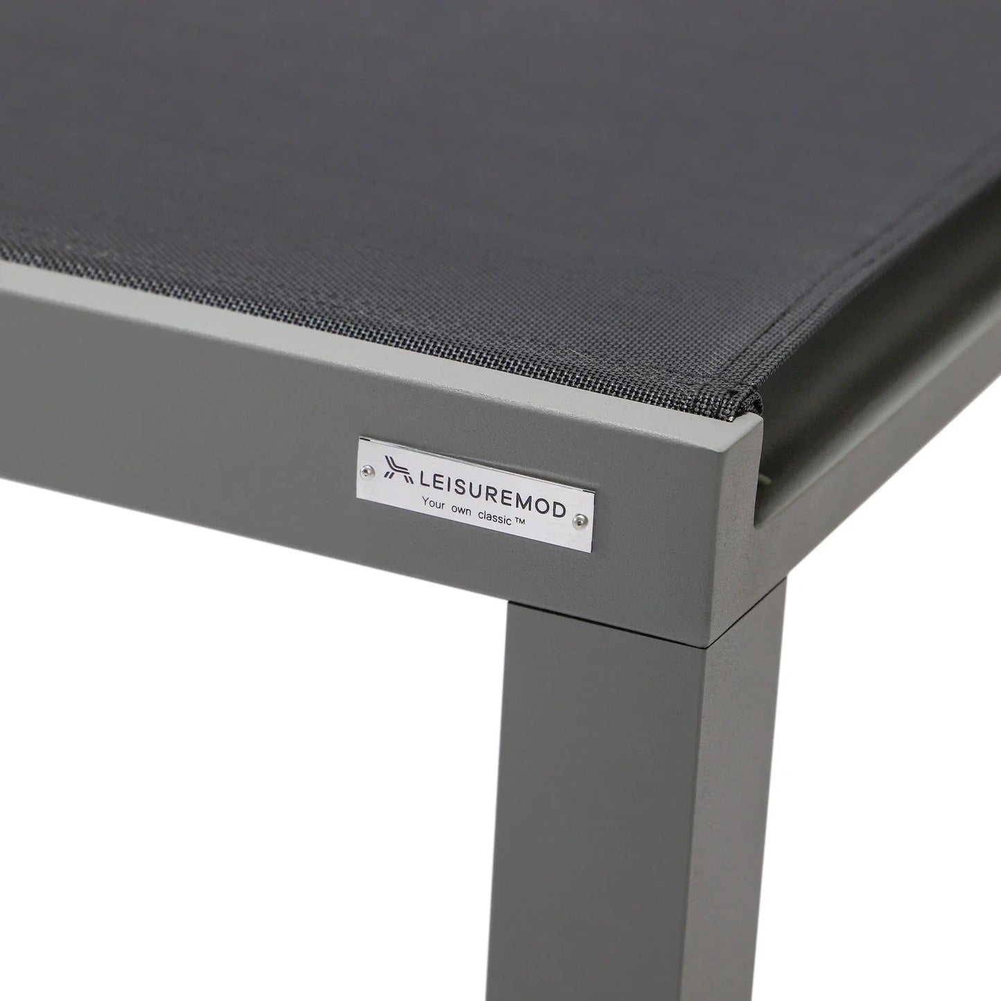 Marlin Modern Gray Aluminum Outdoor Chaise Lounge Chair With Square Fire Pit Side Table Set of 2 - Elax Furniture