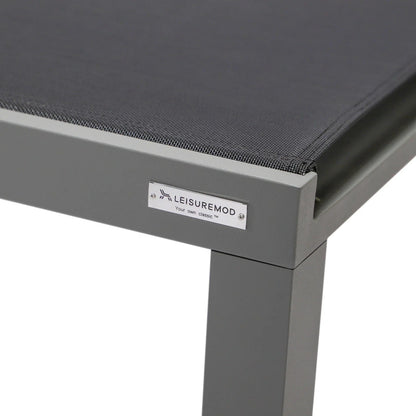 Marlin Modern Gray Aluminum Outdoor Chaise Lounge Chair With Square Fire Pit Side Table Set of 2 - Elax Furniture