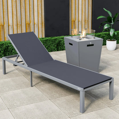 Marlin Aluminum Outdoor Chaise Lounge Chair with a Square Fire Pit Table - Elax Furniture
