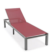 Marlin Modern Gray Aluminum Outdoor Chaise Lounge Chair With Square Fire Pit Side Table Set of 2 - Elax Furniture